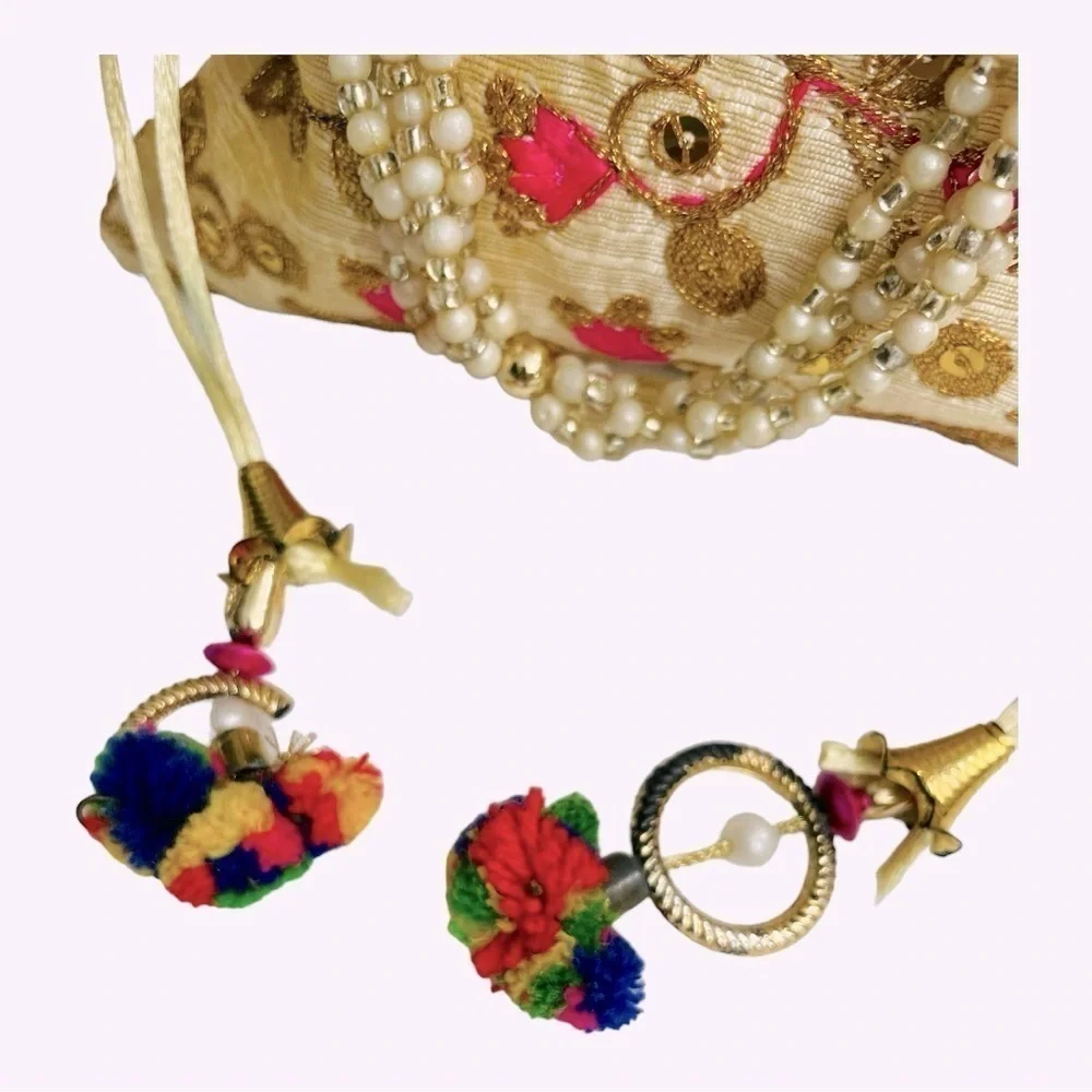 Royal Gold Zari Potli Bag. Wedding purse, evening purse, prom purse